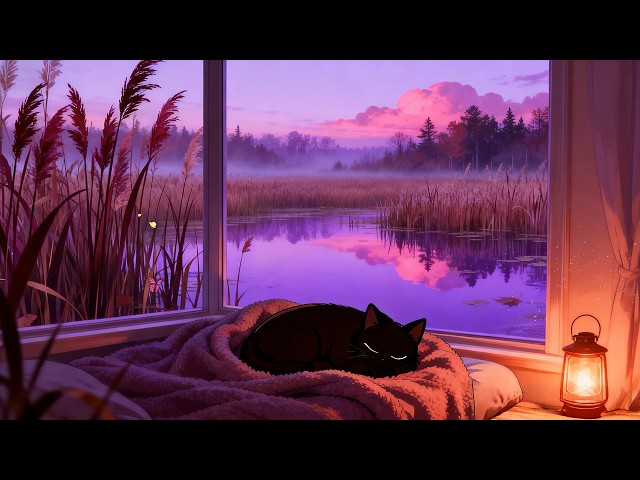 Sleepy Cat by the Lake 🐈 Lofi Cat | Cozy Lofi Music [Autumn Scenery & Gentle Water Sounds]