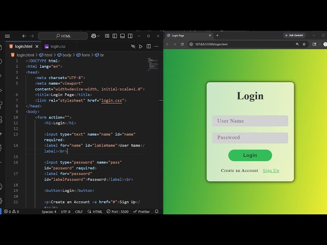 Beautiful Basic Login Page using HTML and CSS.  #coding #html #css  # Web
