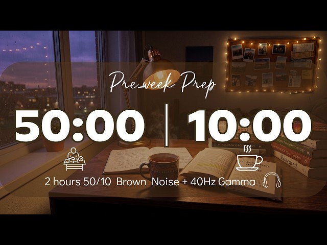 Day 27/30: 50/10 Pomodoro Timer with Brown Noise 🎧 2-Hour Study with Me for Deep Focus & ADHD ✨