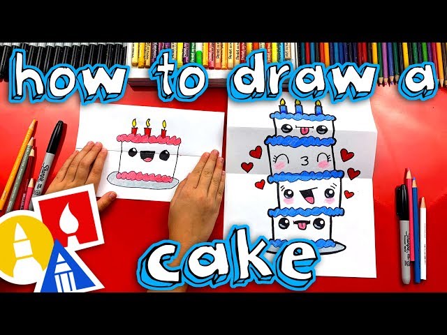 How To Draw A Birthday Cake Tower (Folding Surprise)
