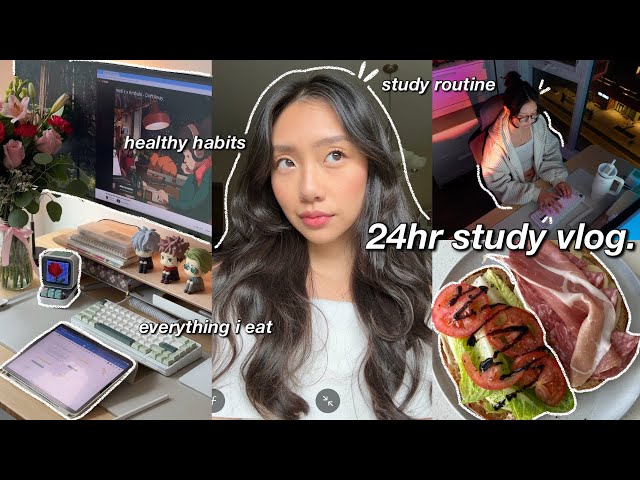 study vlog 🍵 8AM very productive day in my life as a college student: what i eat & healthy habits
