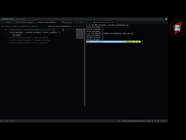 036 Multiple variable assignment in single line should be avoided  - Comprehensive Python in Tamil