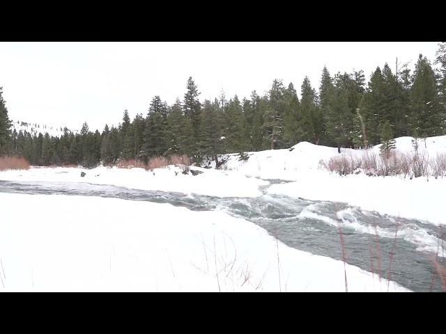 Winter Blackfoot River Flowing in Greenough, MT
