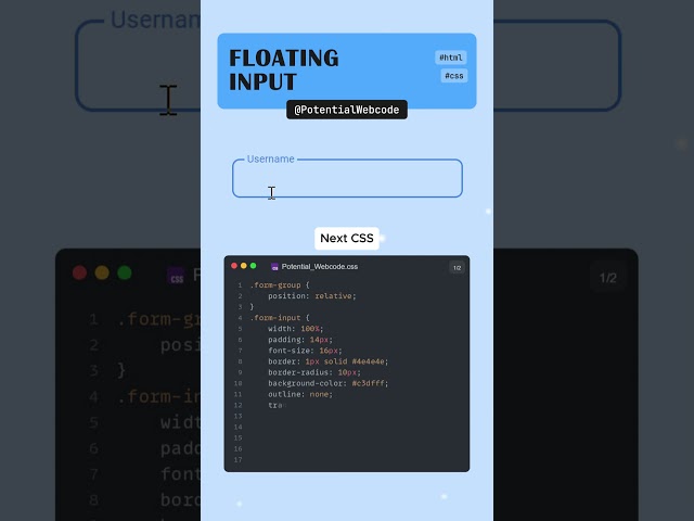 📦 Floating Label Website Input Field with HTML CSS #shorts #htmlcss #coding #webdesign #csstricks