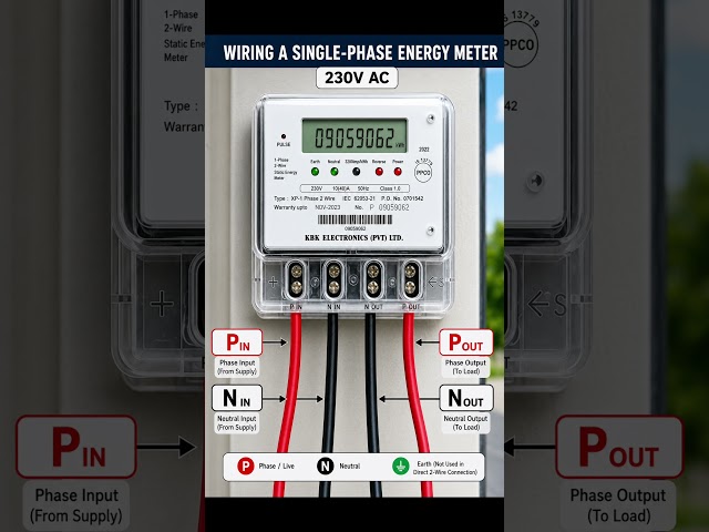 Single Phase Energy Meter Wiring in 30 Seconds! | 230V Connection Explained #shortsvideo