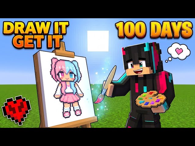 Minecraft, But EVERYTHING I DRAW 🎨 Becomes REAL… (100 Days HARDCORE) #minecraft