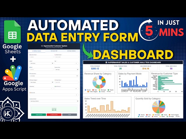 Create a Automated Data Entry Form & Dashboard Using Google Sheets + Apps Script | (In 5 Minutes)