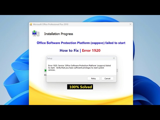 [FIX] Error 1920  Office Software Protection Plateform Failed to Start | MS Office 10