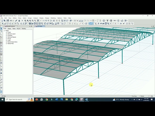 Design of Curved Steel Roof Truss in Etabs