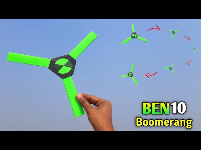 New BEN 10 boomerang 🪃  , how to make boomerang at home , Easy paper Flying toy , homemade ben10 toy