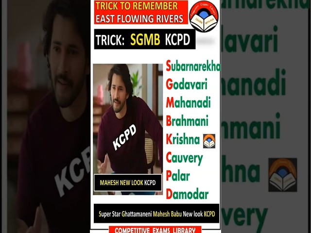 Geography Trick 🚀 East Flowing Rivers in 10 Sec (SGMB KCPD) | GK TRICKS IN TELUGU