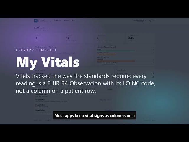 My Vitals - a free app template you own | Ask2App