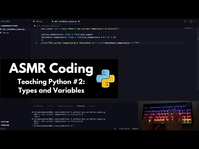ASMR Teaching you Python Types & Variables | keyboard typing | soft-spoken