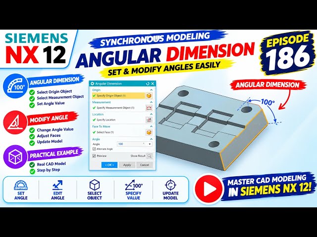 Siemens NX 12 Tutorial EP 186 | Angular Dimension | Synchronous Modeling