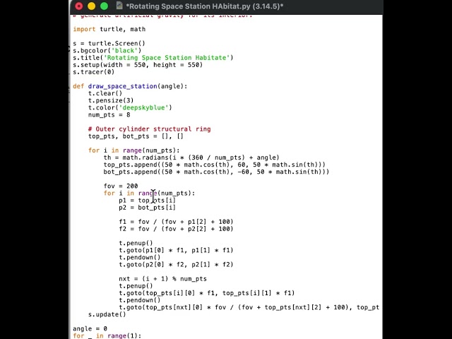 #Rotating #Space #Station #HAbitate #python #turtle #coding #fun