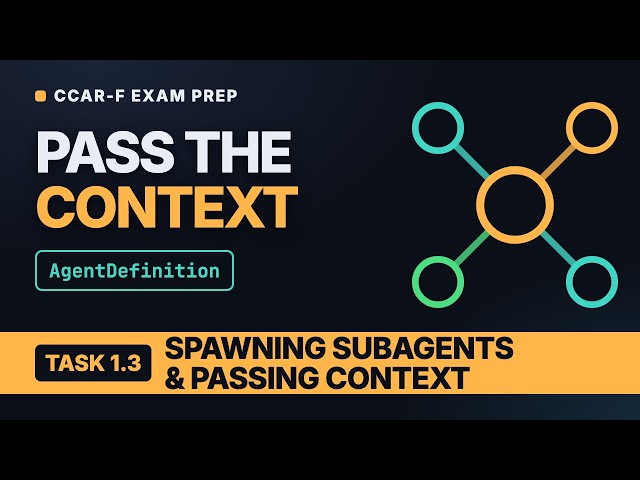 CCAR-F Exam Prep Ep. 3: Spawning Subagents & Passing Context Explained (Task 1.3)