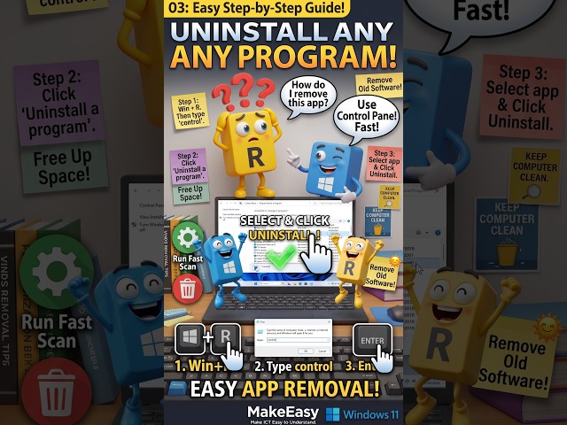 How to Uninstall ANY Software on Windows! 🗑️ Easy Guide #makeeasy #shorts