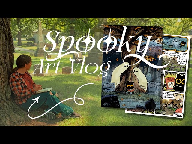 Spooky Art Vlog 🍂🎃 Drawing Comics and Illustrating Mail Club Rewards 