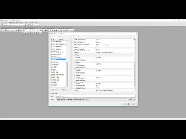 Post Processor Output for CNC Machines with Polyboard