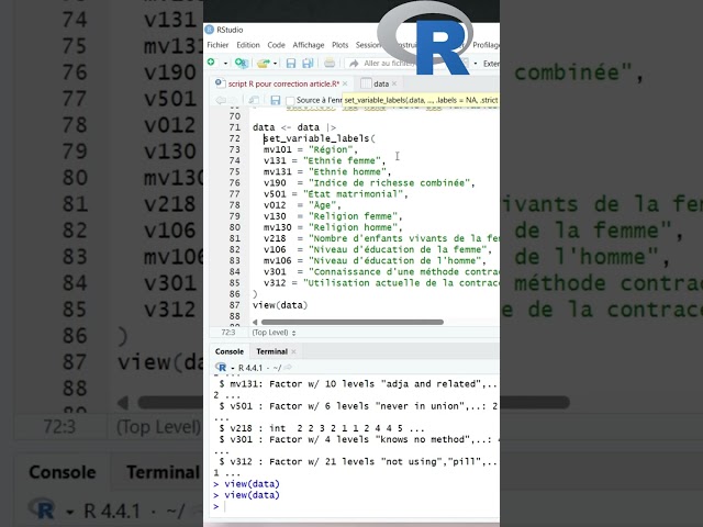 Comment attribuer des labels au variables sans nom explicites #R  #RStudio