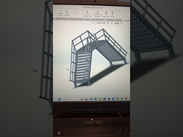 Escalera Tipo Mezanind Industrial #cad #3ddesign #solidworks #caddesign #solidworksdesign #cad3d