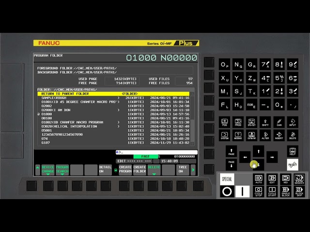 Main Program Select from List in FANUC CNC