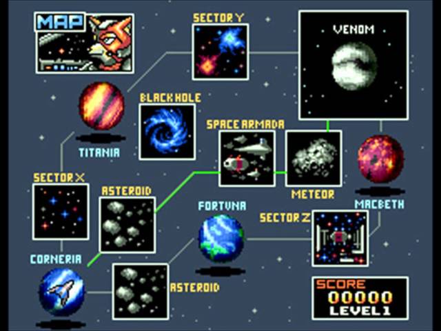 Star Fox Music (SNES) Route Map Select