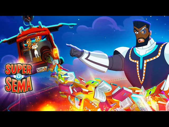 Tobor Tries to Burn All The Books 📚🌋 Super Sema To The Rescue! Cartoons for Kids