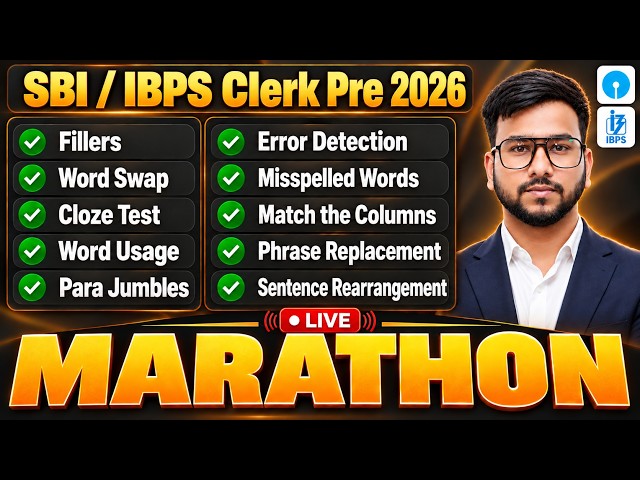 🟢 SBI Clerk Pre 2026 English Marathon | SBI Clerk Pre Complete English One Shot Class | Varun Chitra