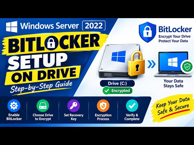 BitLocker Setup on Windows Server 2022 | Drive Encryption & Recovery Key | Step-by-Step Tutorial