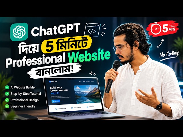 ChatGPT দিয়ে 5 মিনিটে Professional Website বানালাম! 🤯 | AI Website Builder Tutorial 2026