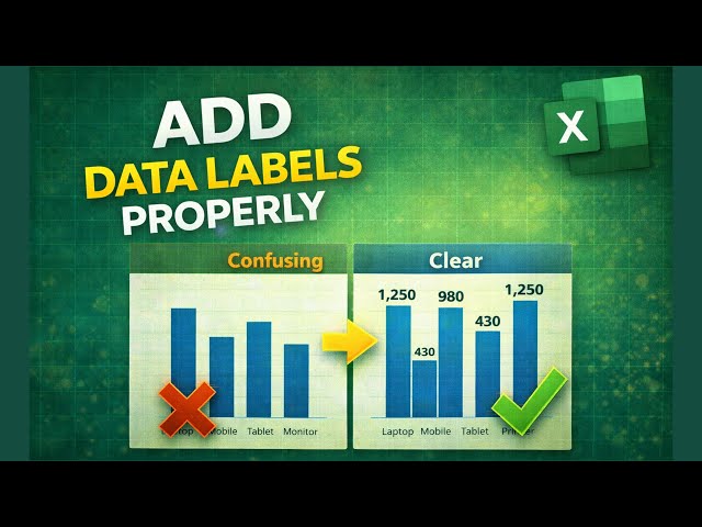 How to Add Data Labels Properly in Excel Charts | Make Your Charts Clear & Professional