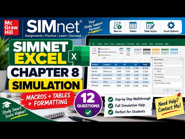 SIMnet Excel Chapter 8 Simulation | Step-by-Step Walkthrough & Help
