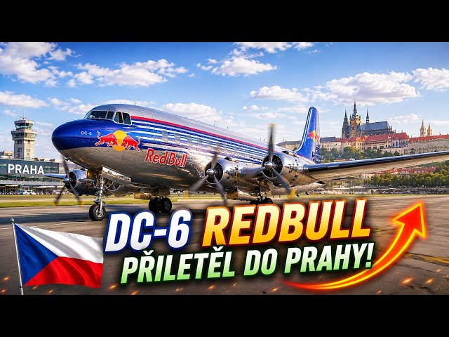 📸 Legendární Douglas DC-6 Red Bull v Praze! (LKPR) 🇨🇿✨