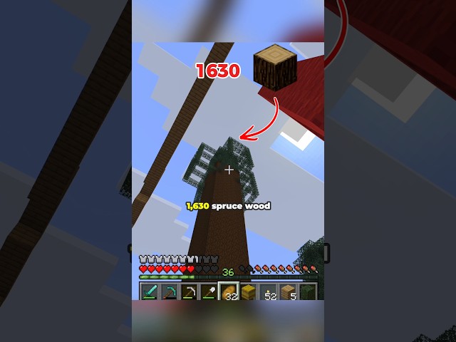 I made this tree out of 1630 spruce logs for 1630 subscribers #minecraft