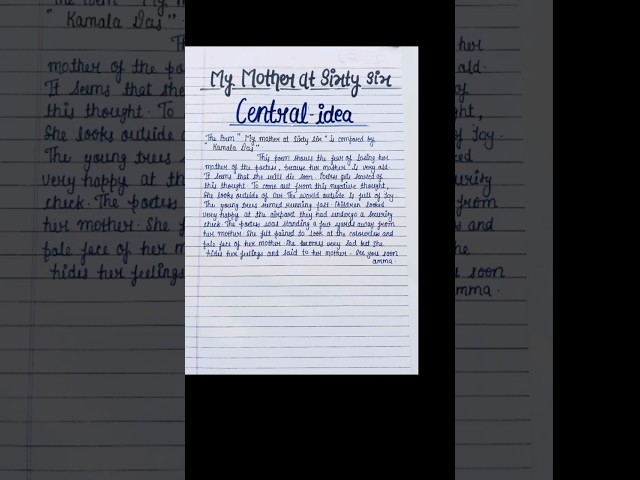 My Mother At Sixty Six || Central Idea #shorts #centralidea #english
