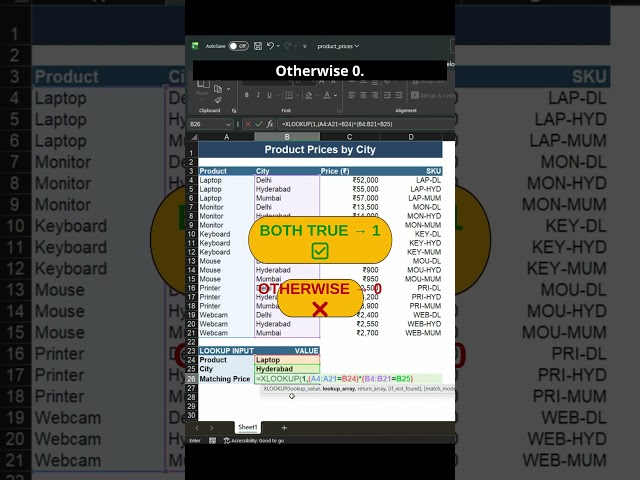 One XLOOKUP, TWO Conditions! 🤯 Excel Trick #Shorts