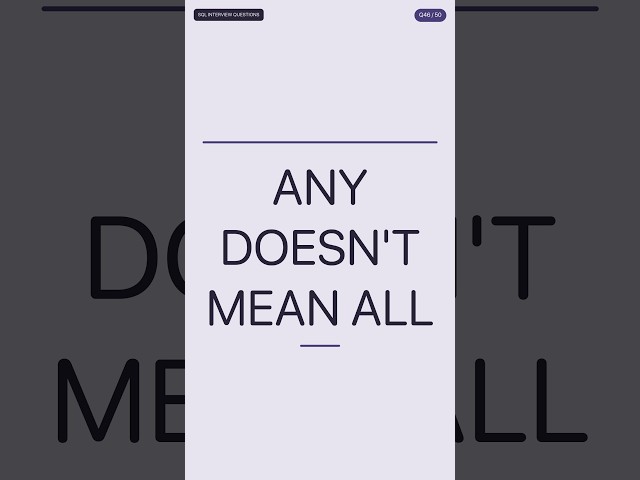ANY vs ALL — The SQL Interview Trap | SQL Interview Questions