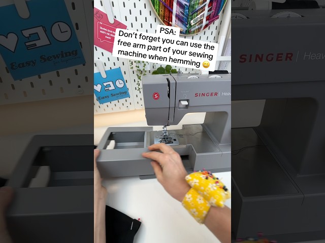 PSA: Use the free arm part on your sewing machine when hemming 😀 #singerheavyduty #hemming