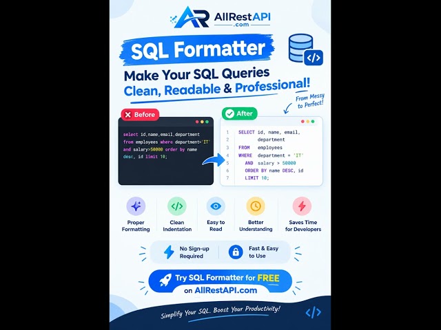 SQL Formatter Online | Format & Beautify SQL Queries Instantly | AllRestAPI