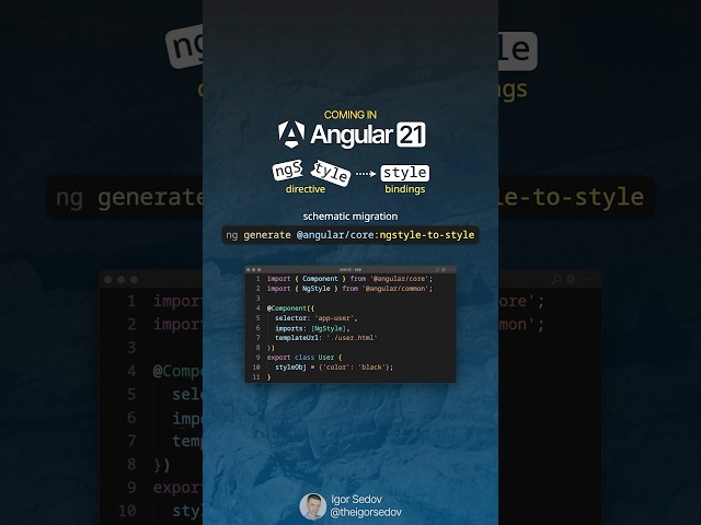New in Angular 21: ngStyle Migration to Style Bindings #angular #angular21