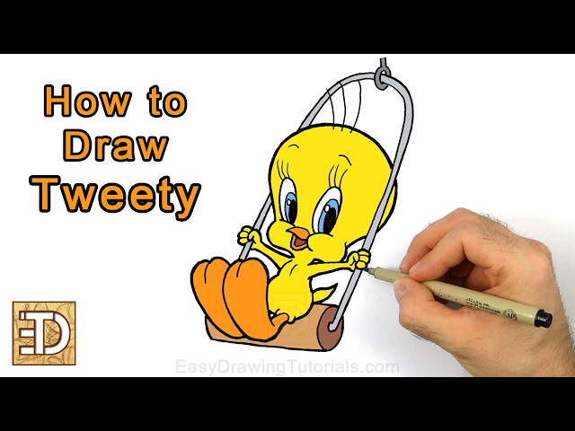 How to Draw Tweety Bird on a Swing
