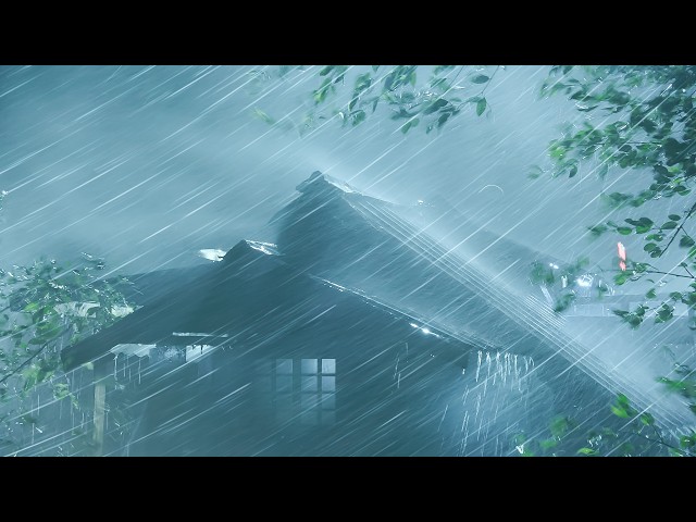 Fall Asleep Fast to INTENSE Thunderstorm ⛈️⚡ Heavy Rain on Tin Roof, Powerful Thunder & Storm Wind