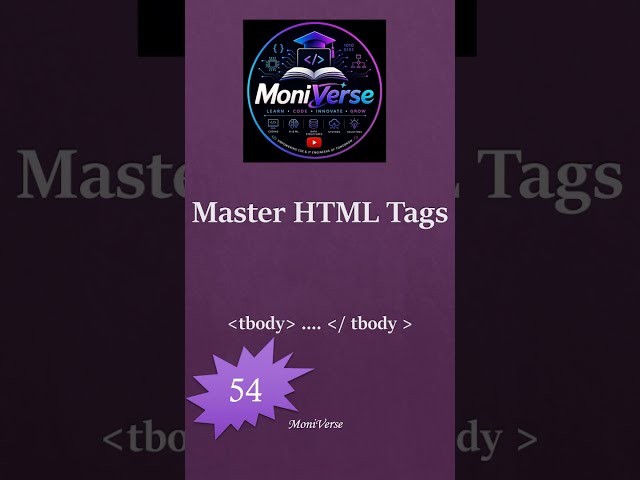 54  tbody tag #html #frontendcourse #webdevelopment #coding #htmltutorial #learnhtml #programming