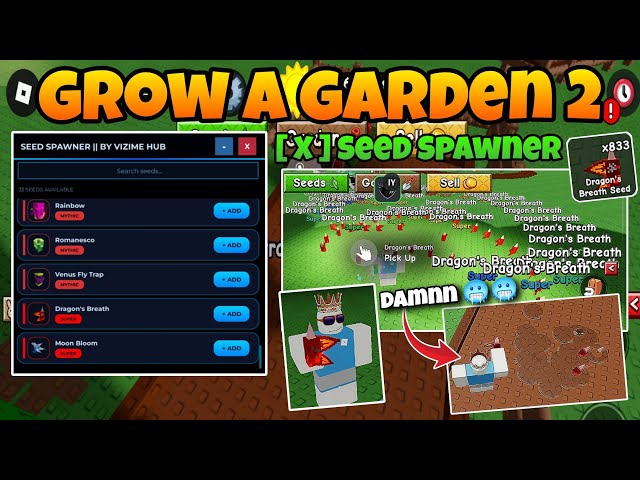 [🎁SPAWNER] Grow A Garden 2 Script Seed Spawner By Vizime Hub v4.0!! || Best Roblox Script