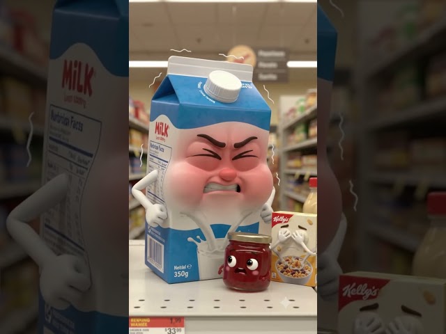 Milk carton sneezes in store