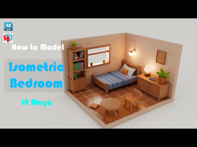 How to Model an Isometric Bedroom in Autodesk Maya | Timelapse | 3D Modeling Tutorial.
