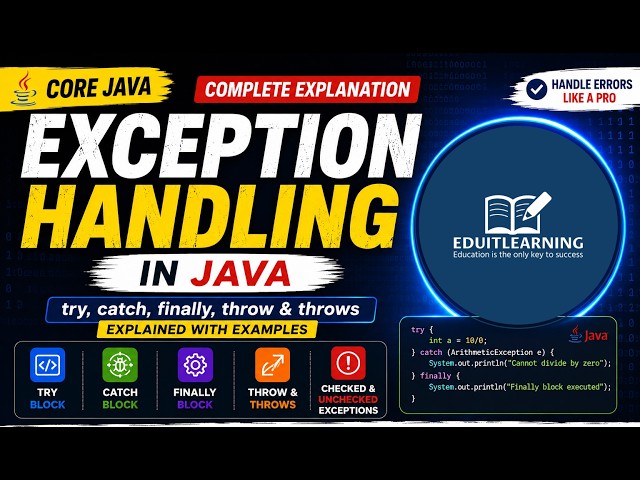 Exception Handling in Java | try, catch, finally, throw & throws Explained |  #Javaoops #trycatch