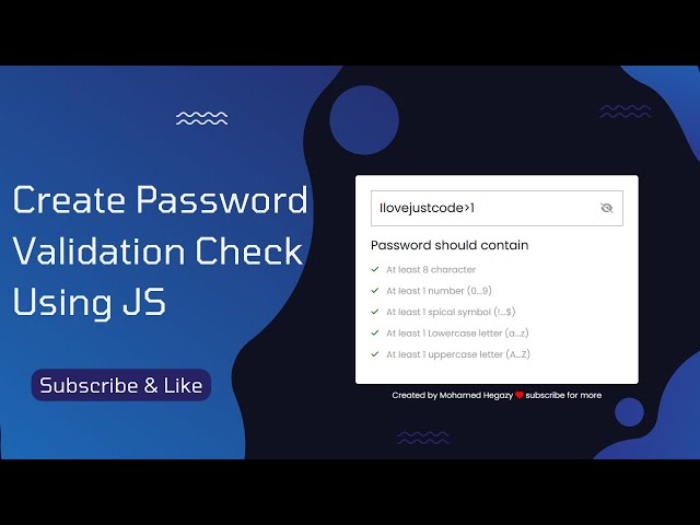 Create Password Validation Check Using HTML CSS & JavaScript | Password Strength Check in JavaScript