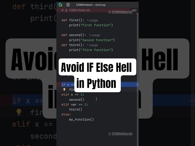 Avoid If Else Hell in PYTHON #cswithharsh #coding #pythontutorial #shorts